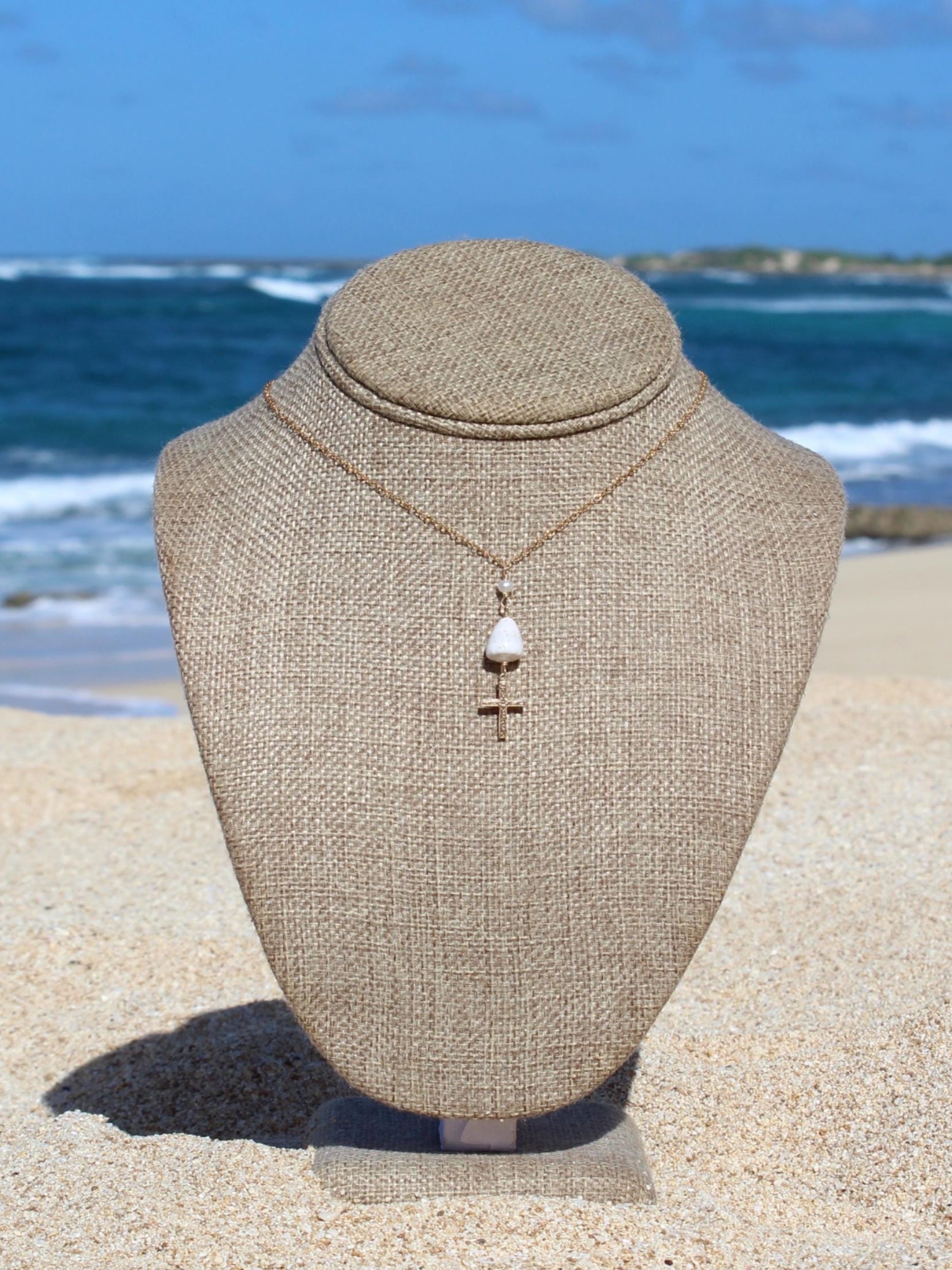 Cone Shell / Cross Charm Necklace