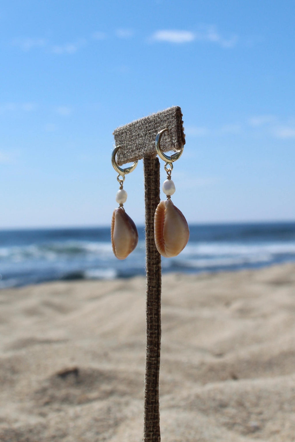 Honey Cowrie Shell Huggies