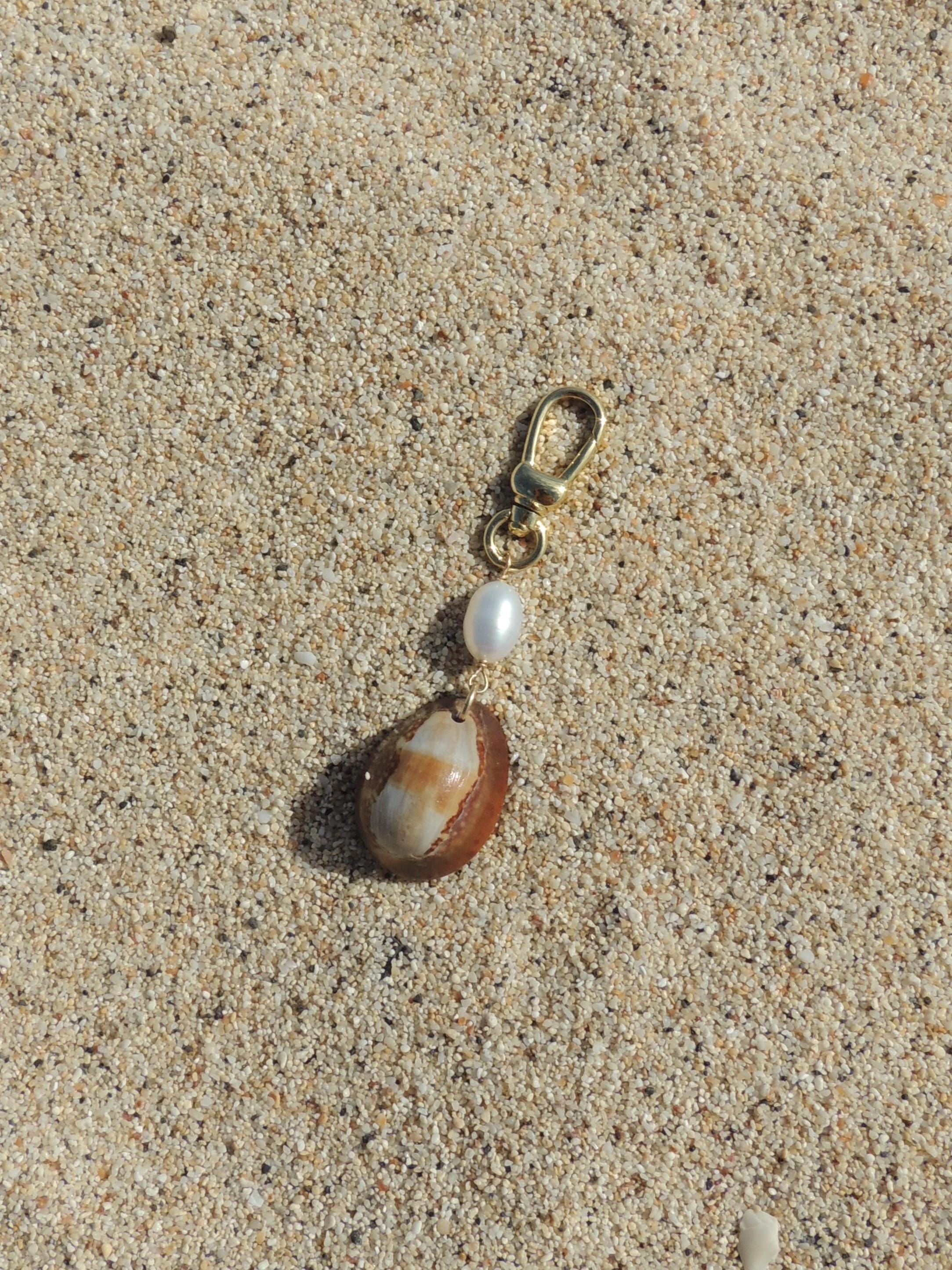Brown Cowrie Shell Keychain
