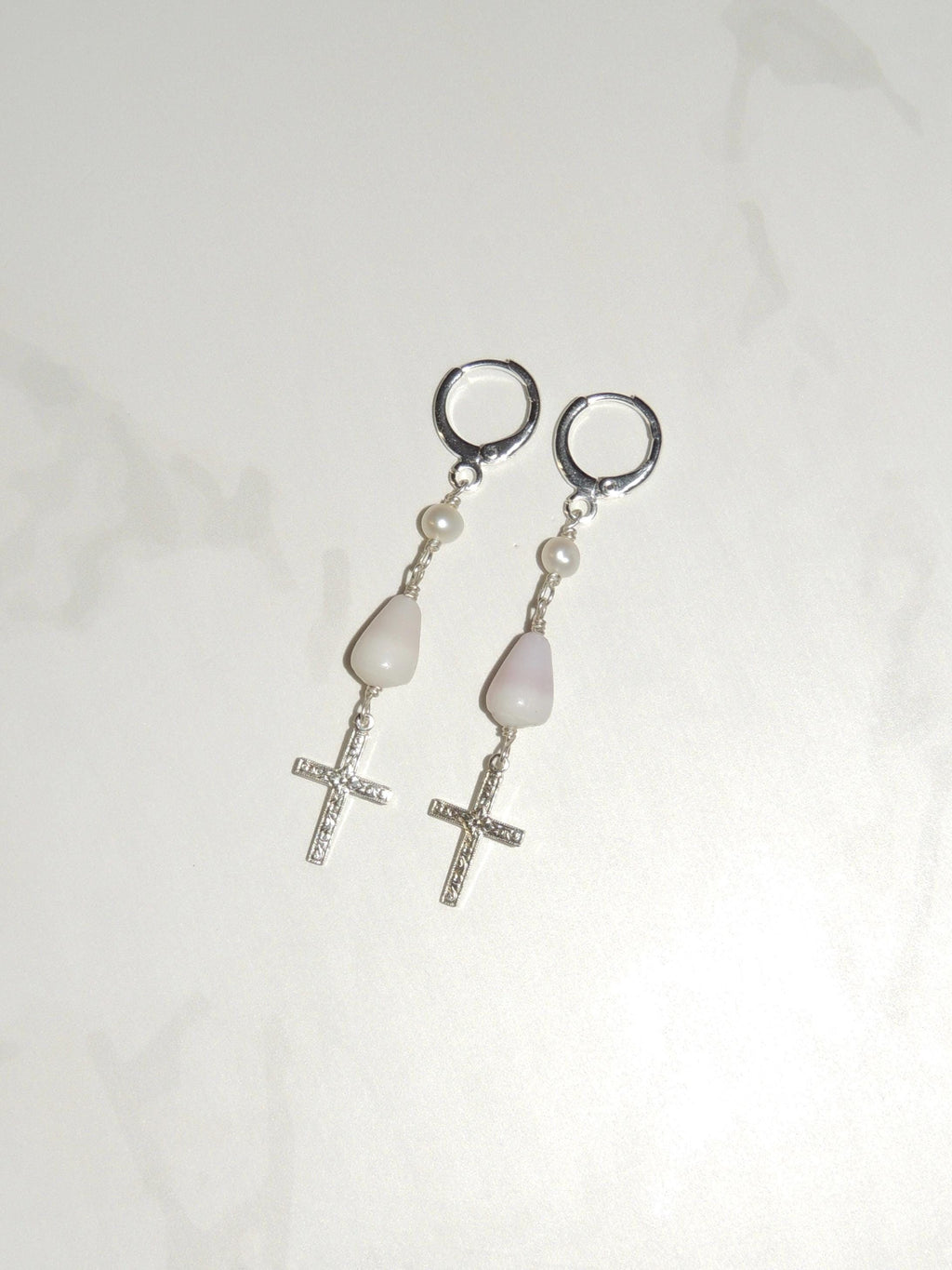 Cone Shell / Cross Charm Huggies