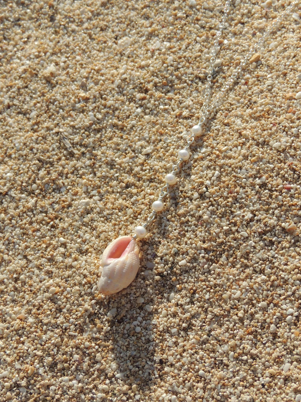 Pink Shell Lariat Necklace