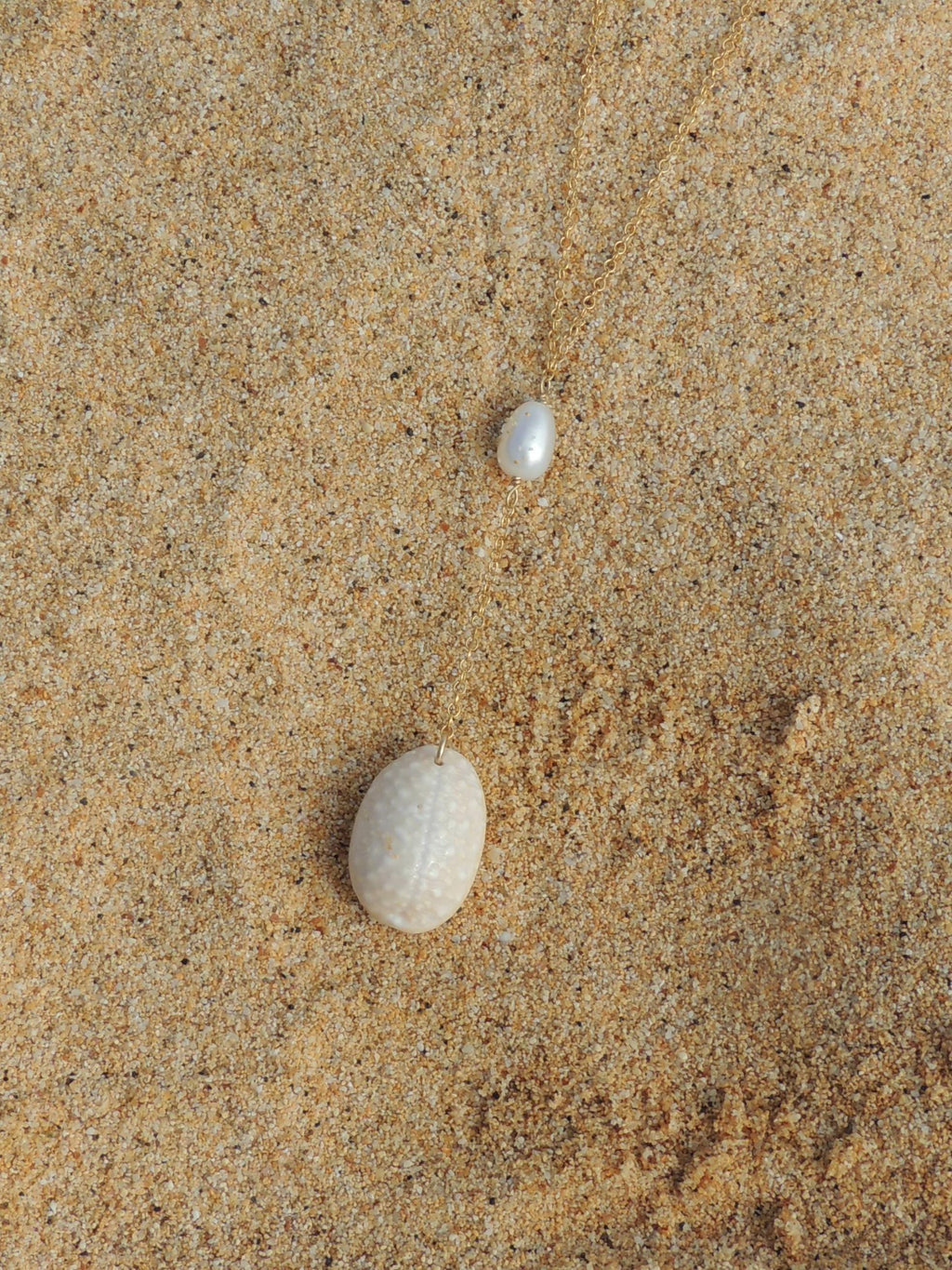 Granulated Cowrie Shell Lariat Necklace
