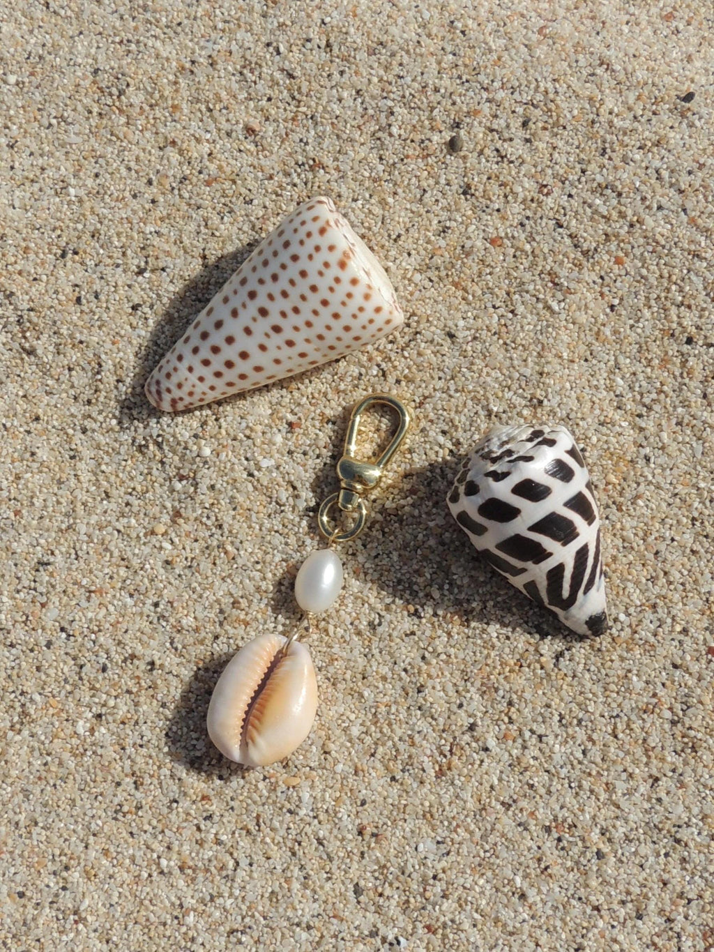Honey Cowrie Shell Keychain