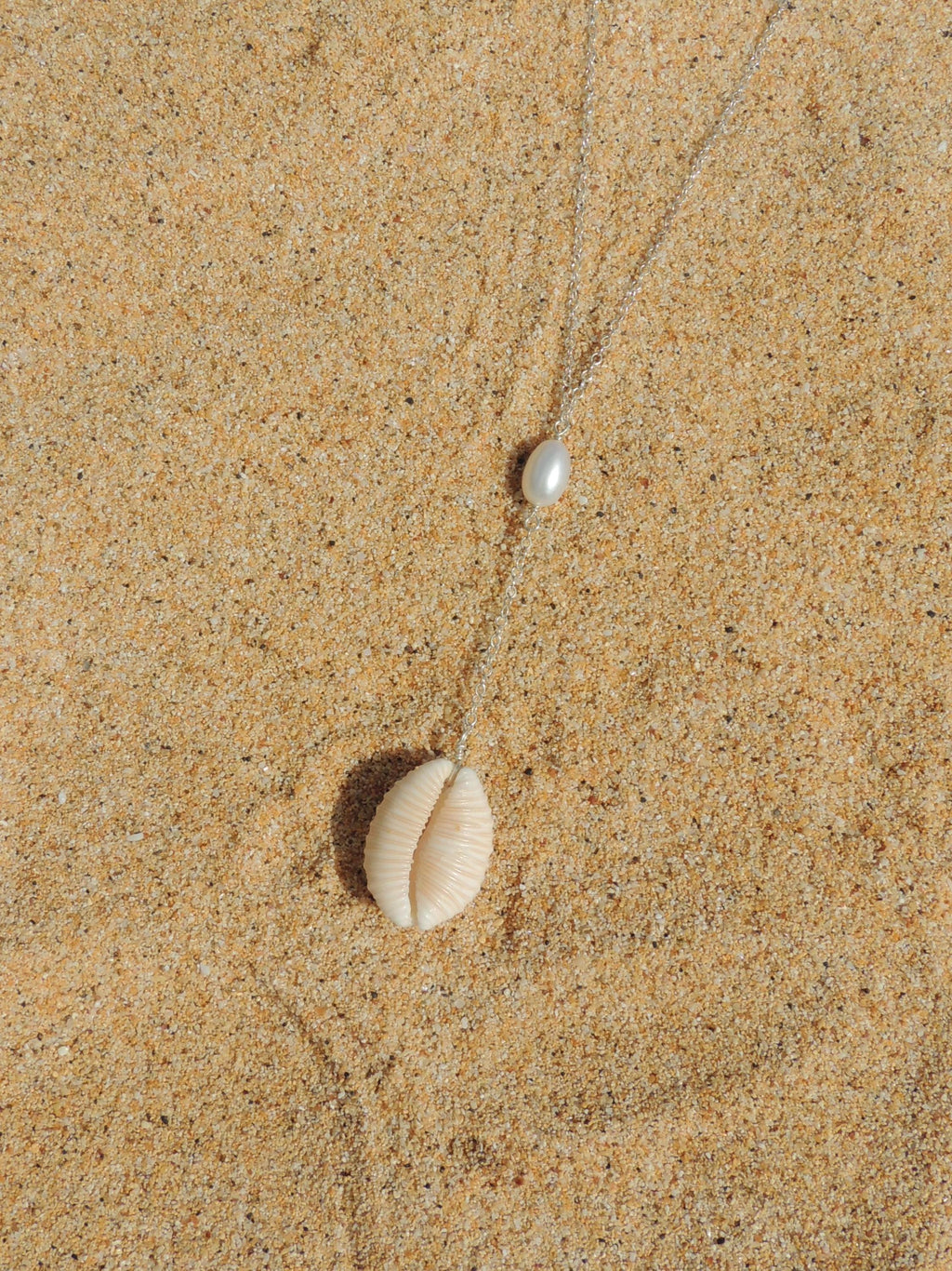 Granulated Cowrie Shell Lariat Necklace