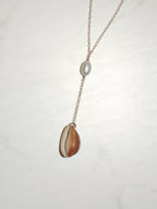 Brown Cowrie Shell Lariat Necklace