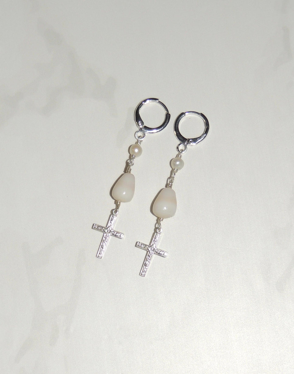 Cone Shell / Cross Charm Huggies