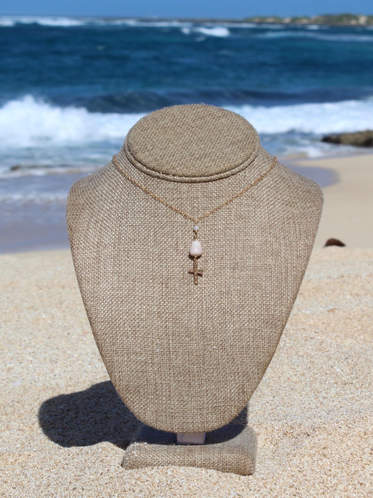 Cone Shell / Cross Charm Necklace