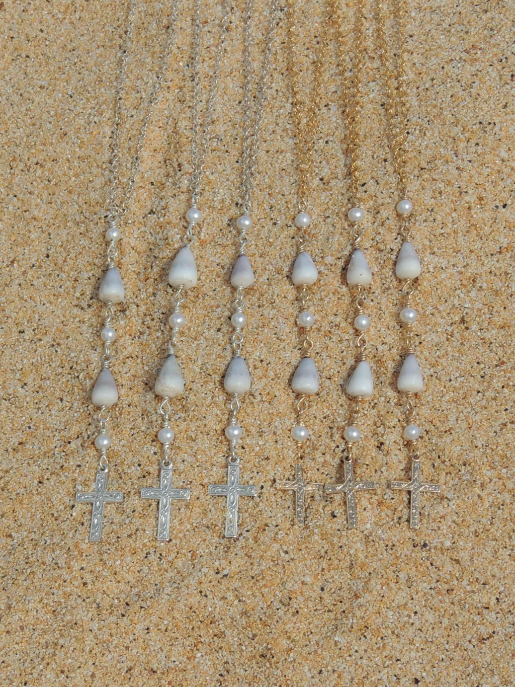 Cone Shell / Cross Charm Necklace