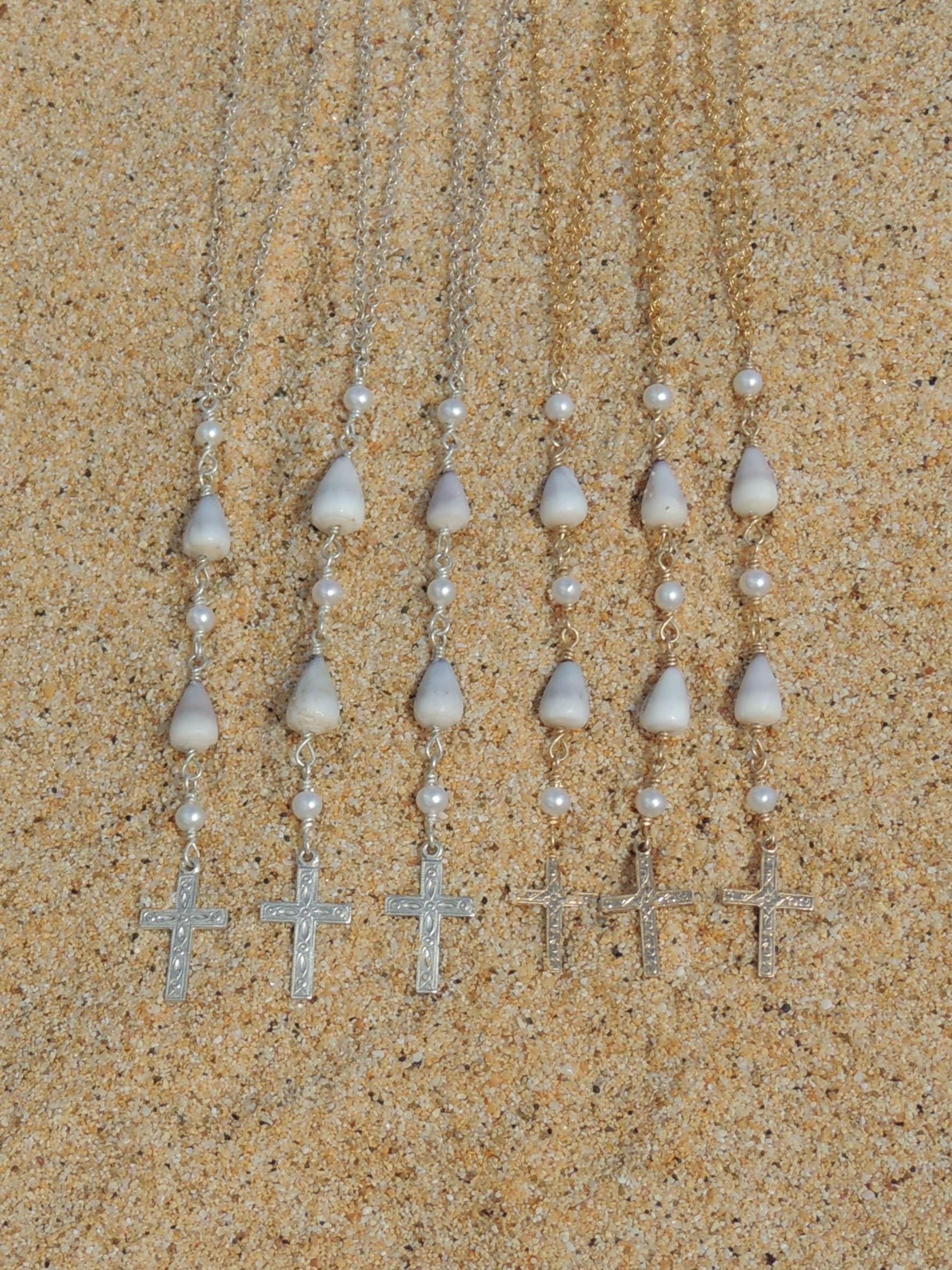 Cone Shell / Cross Charm Necklace