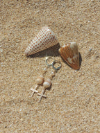 Cone Shell / Cross Charm Huggies