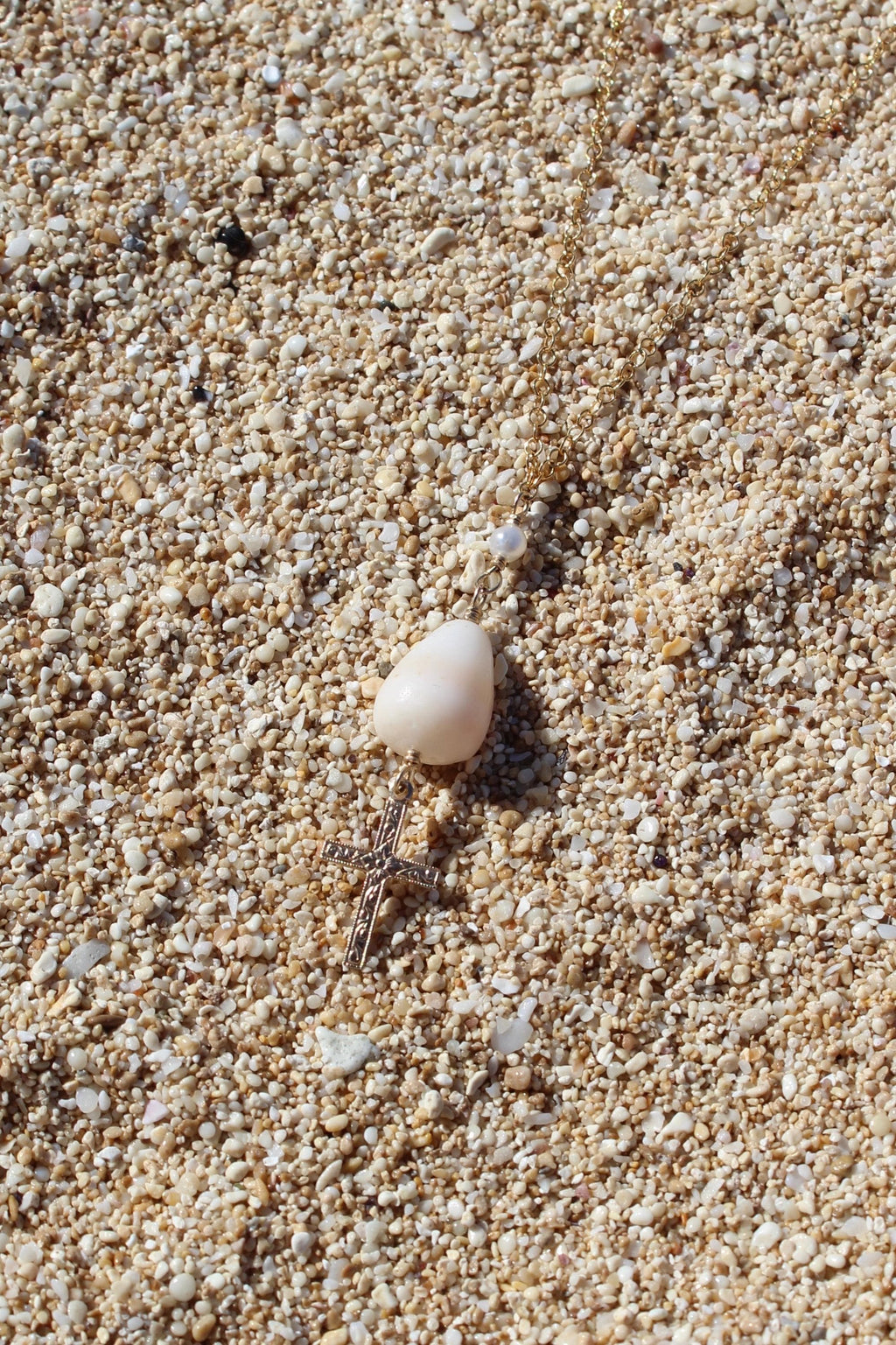 Cone Shell / Cross Charm Necklace