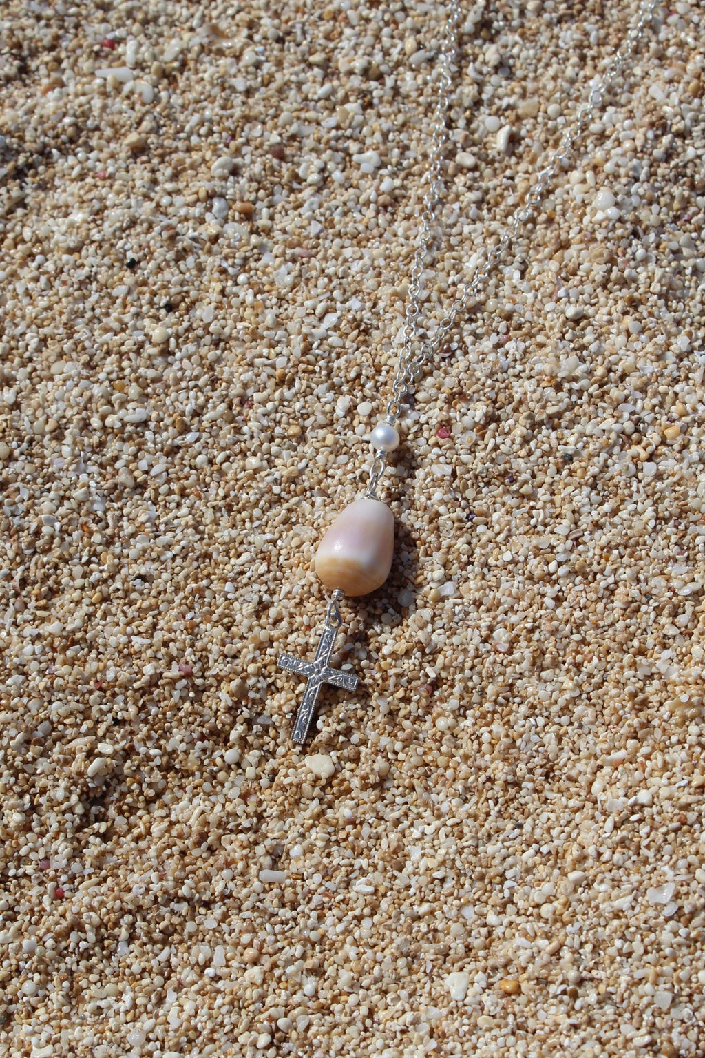Cone Shell / Cross Charm Necklace