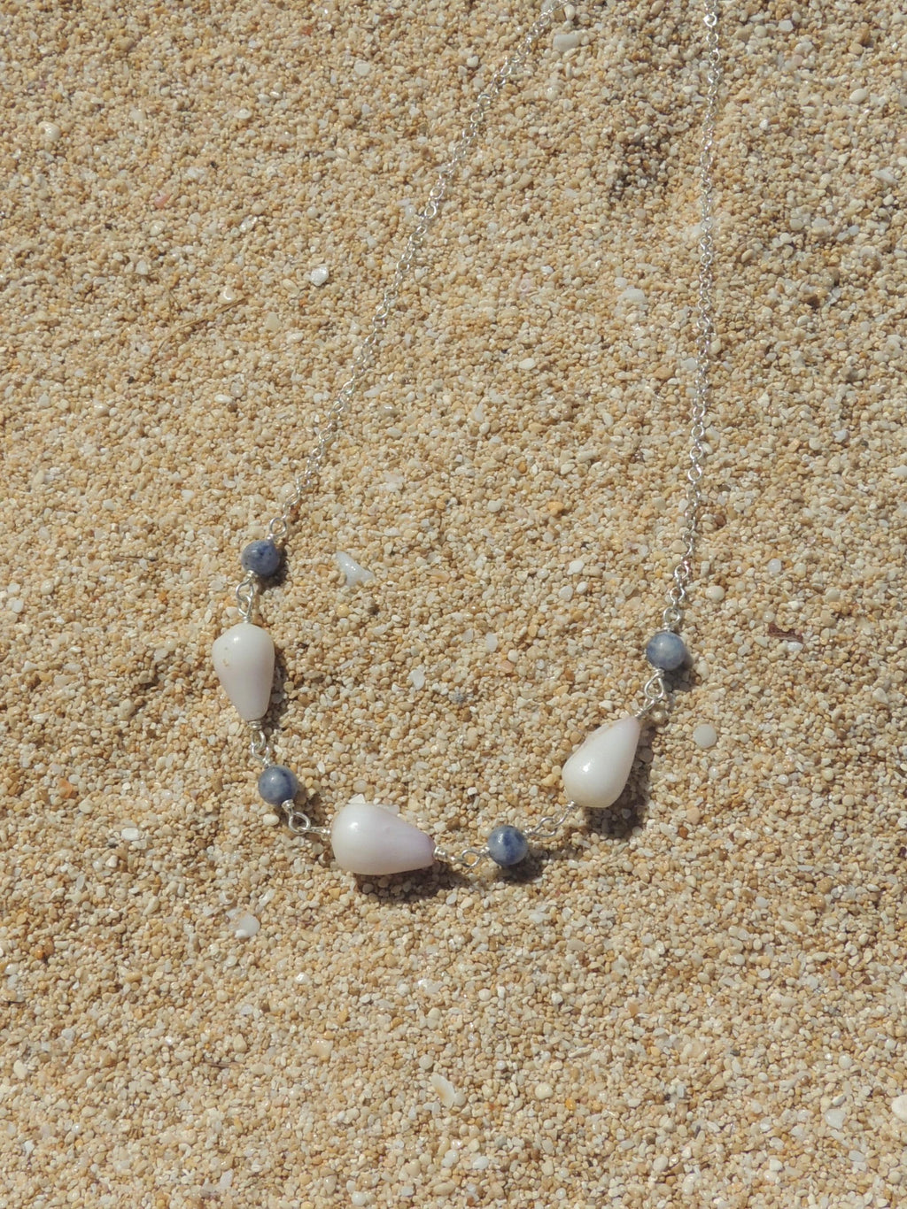 Cone Shell Choker / Blue Beads