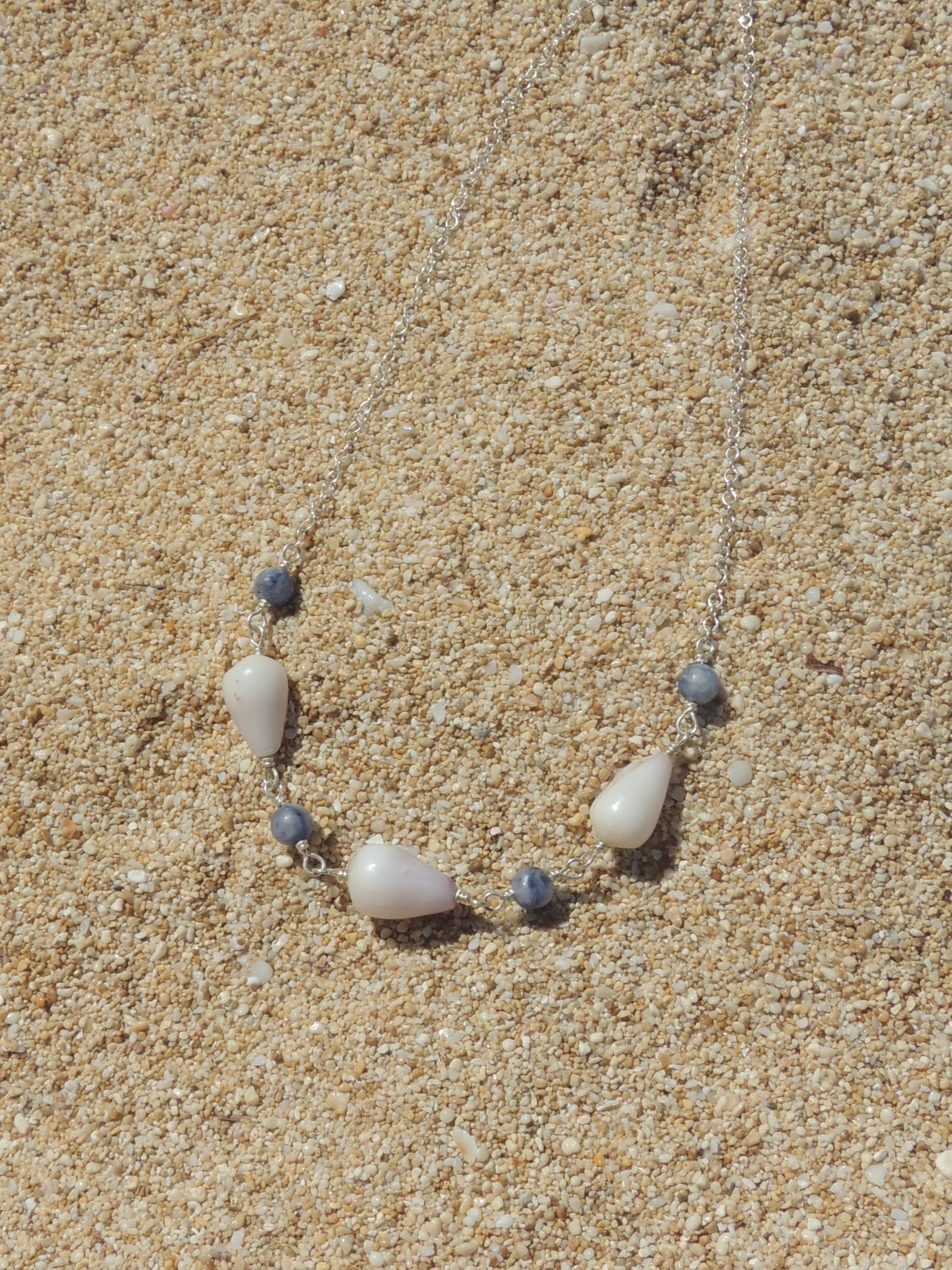 Cone Shell Choker / Blue Beads