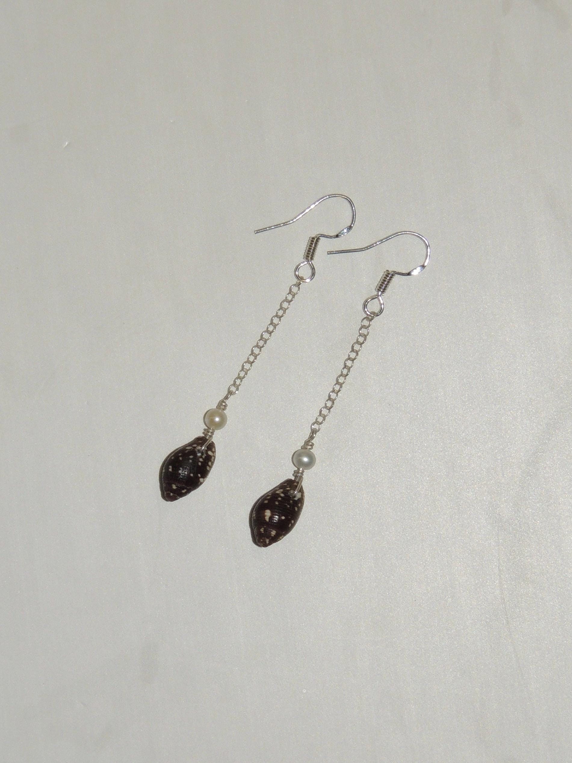Brown Shell Chain Earrings