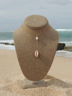 Brown Cowrie Shell Lariat Necklace