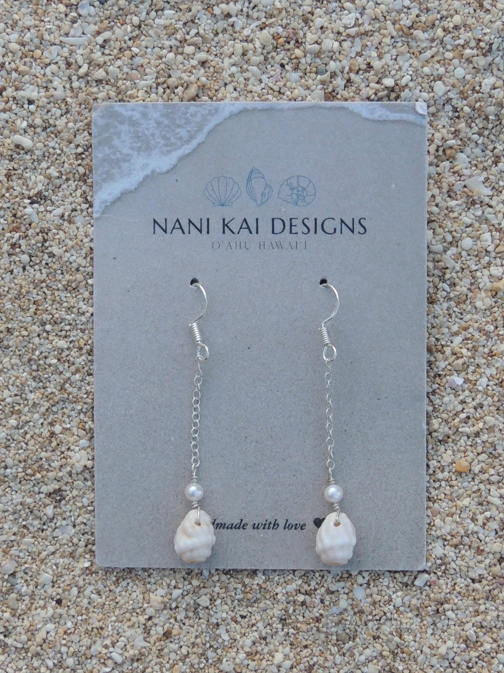 Lattice Miter Shell Chain Earrings