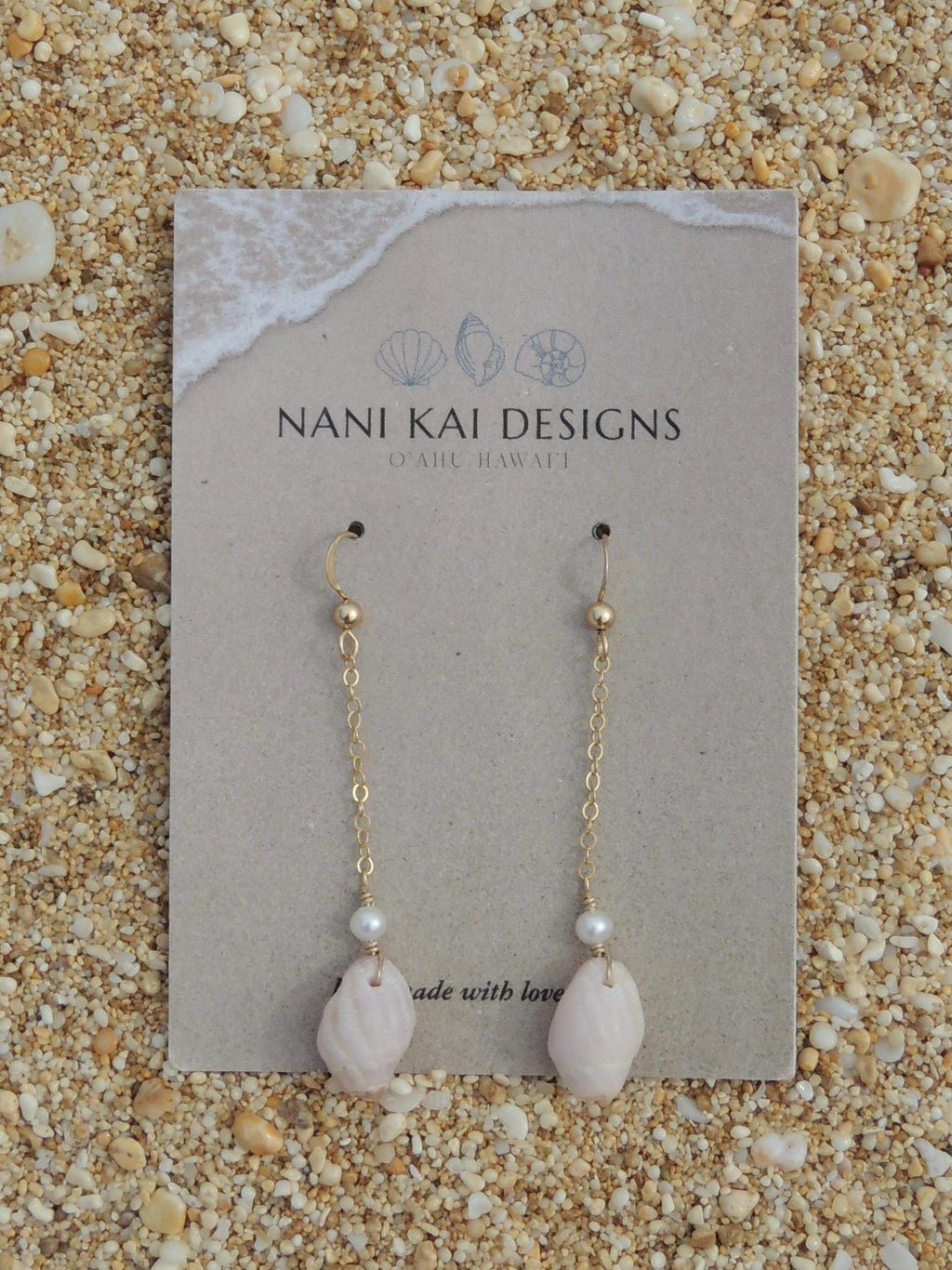 Pink Shell Chain Earrings