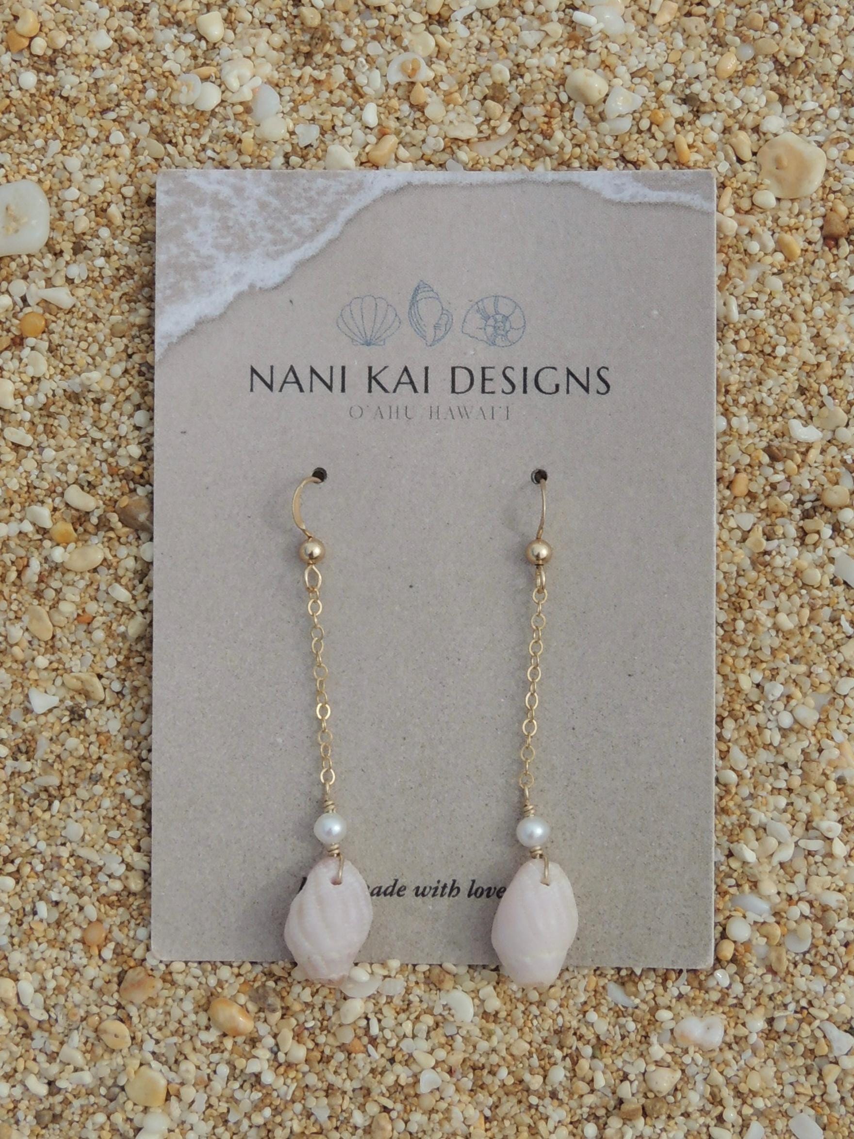 Pink Shell Chain Earrings