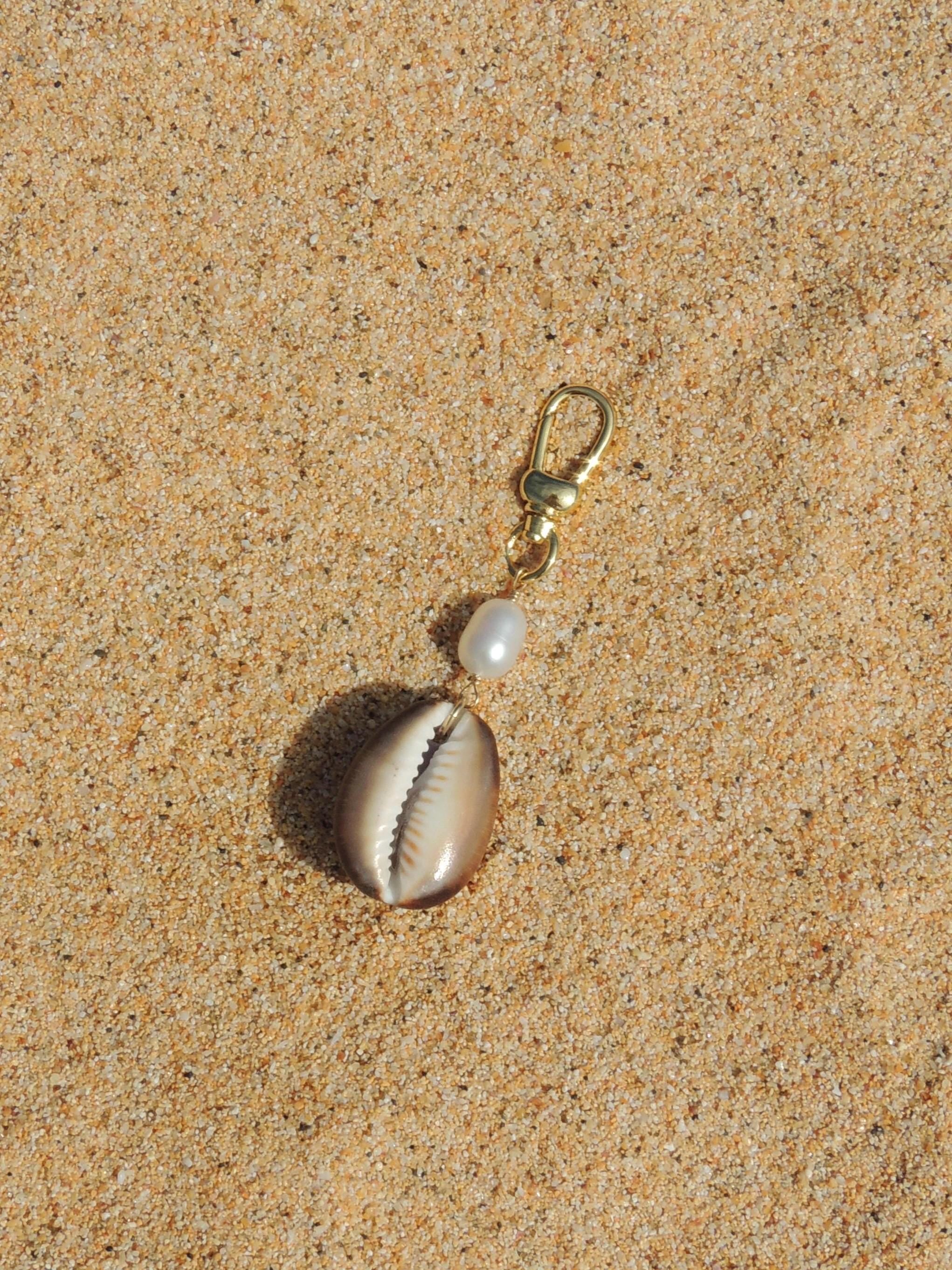 Brown Cowrie Shell Keychain