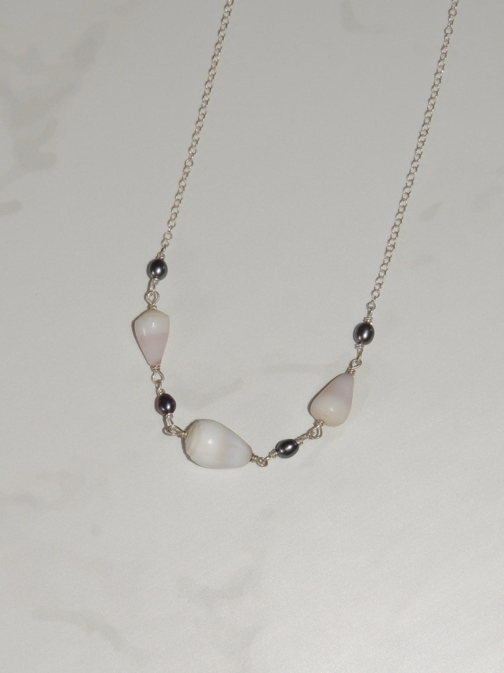 Cone Shell Choker / Black Pearls
