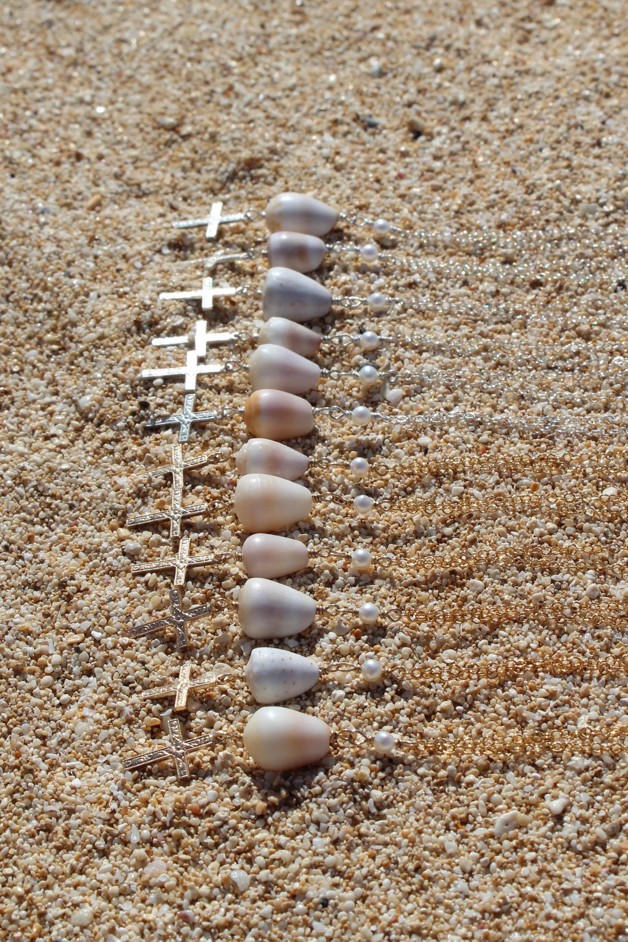 Cone Shell / Cross Charm Necklace