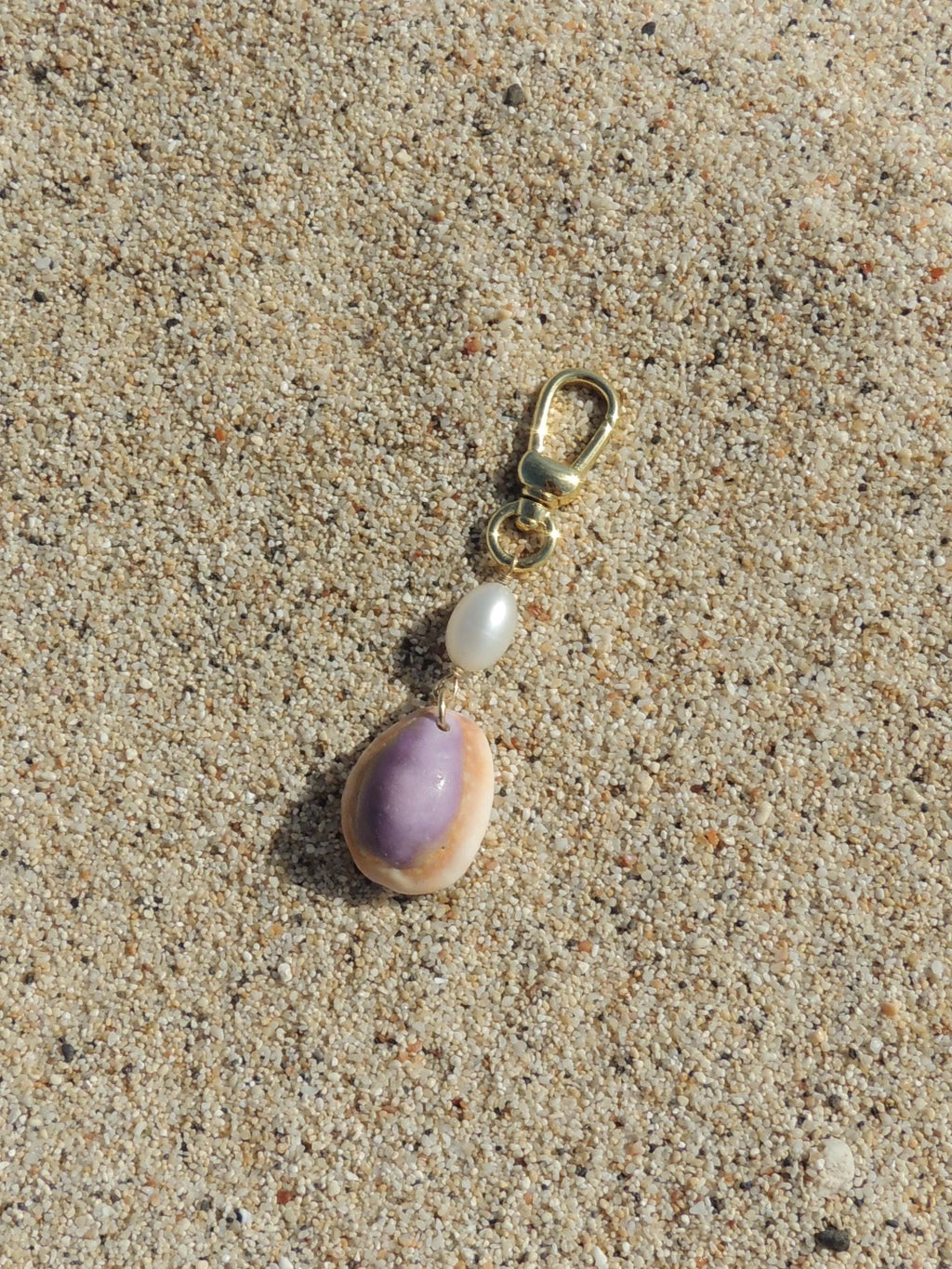Honey Cowrie Shell Keychain