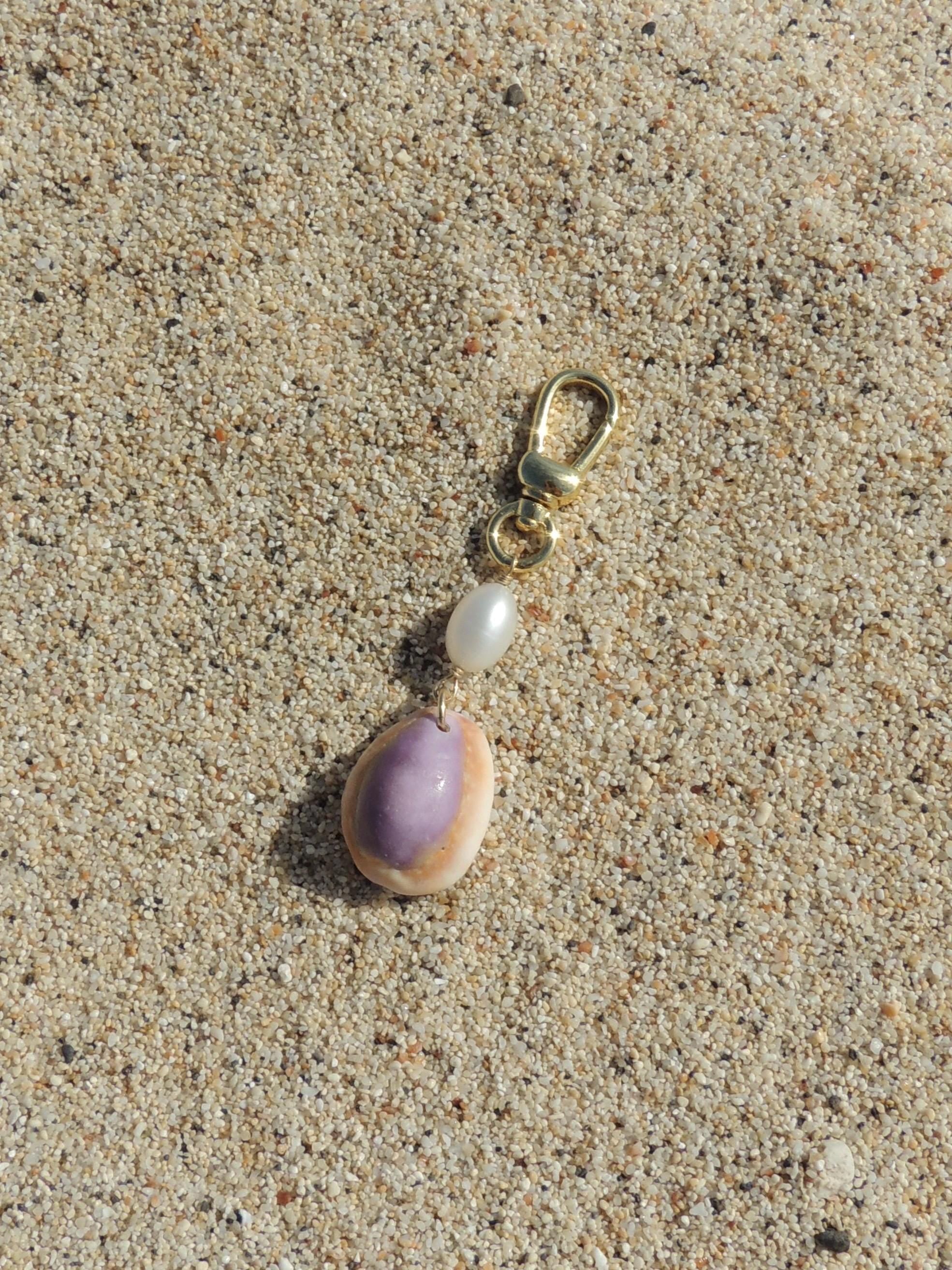 Honey Cowrie Shell Keychain