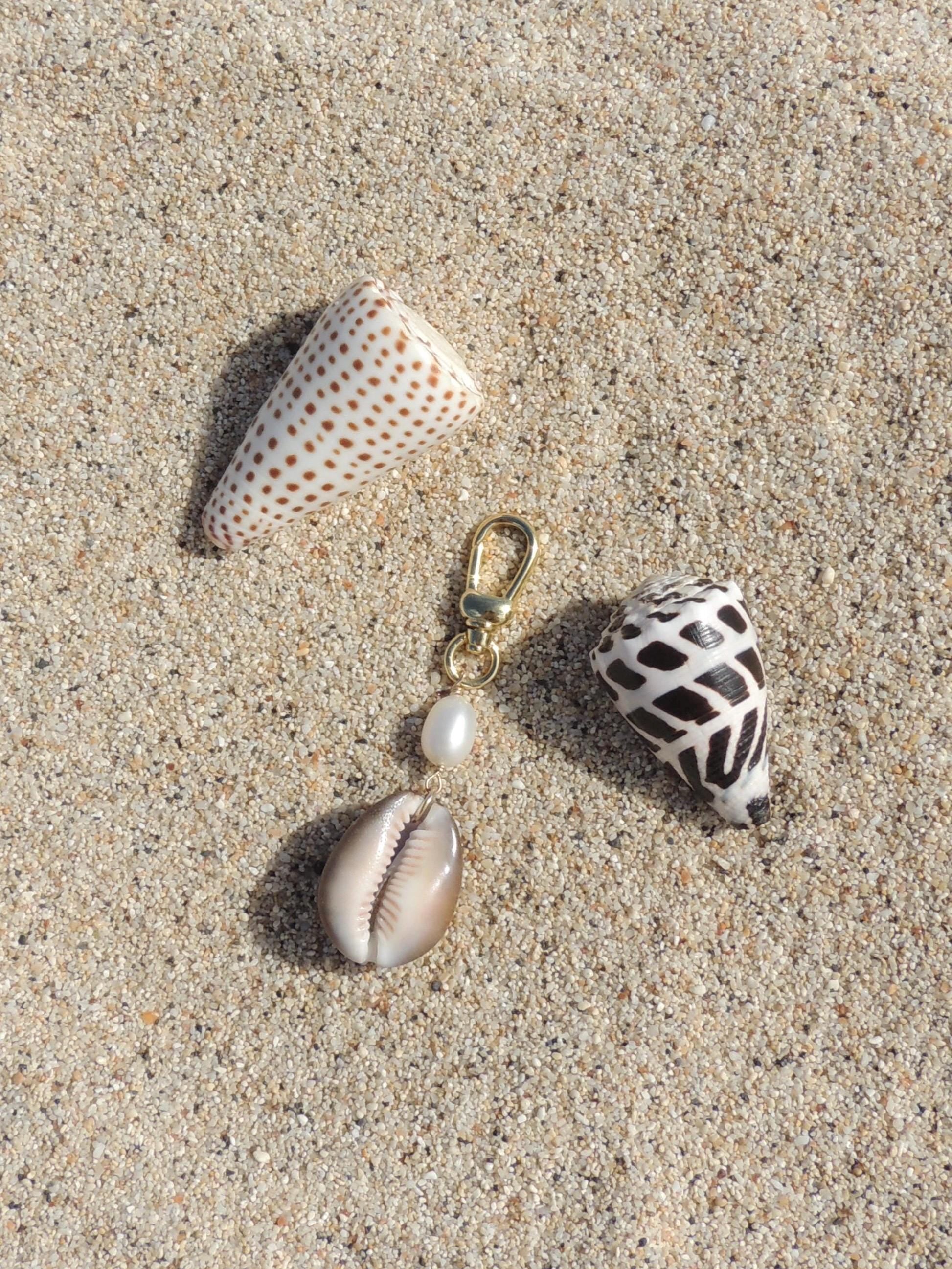 Brown Cowrie Shell Keychain