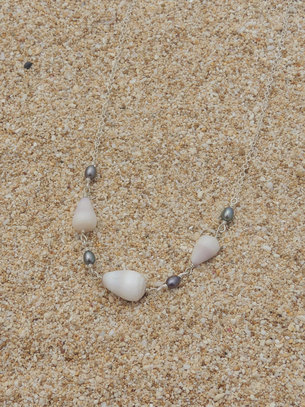 Cone Shell Choker / Black Pearls