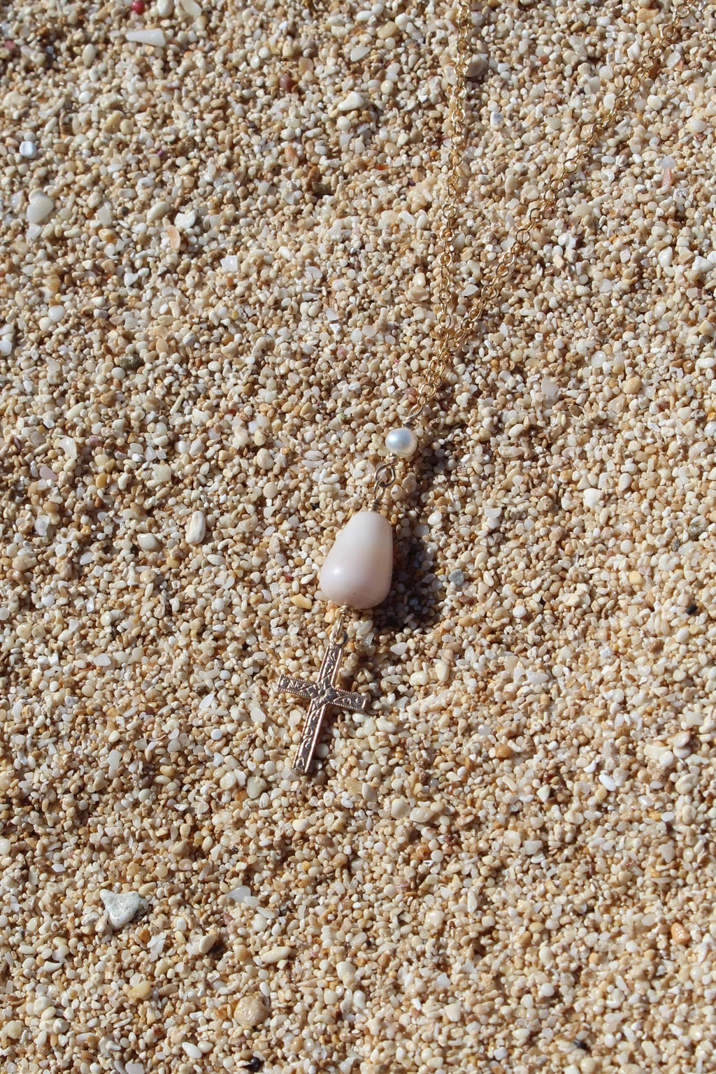 Cone Shell / Cross Charm Necklace