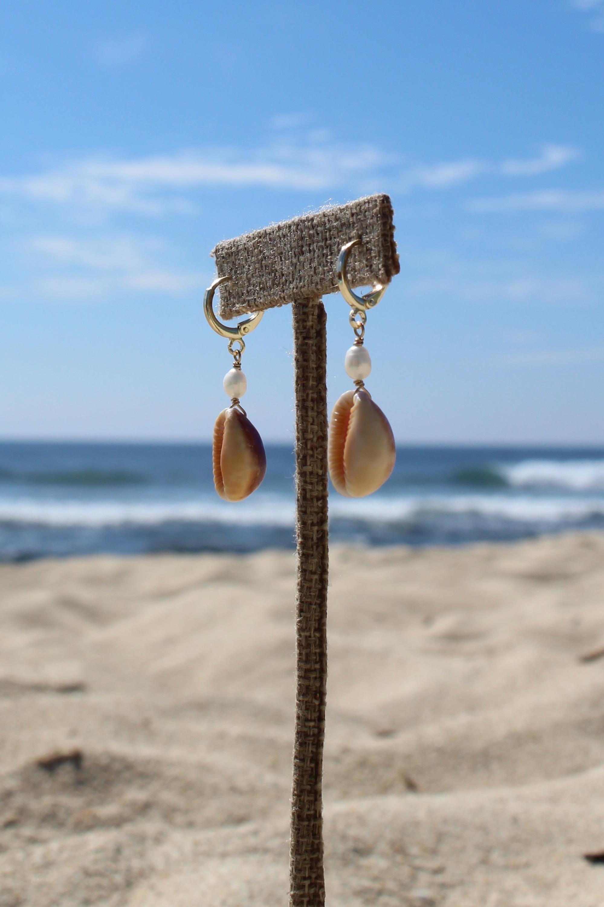 Honey Cowrie Shell Huggies