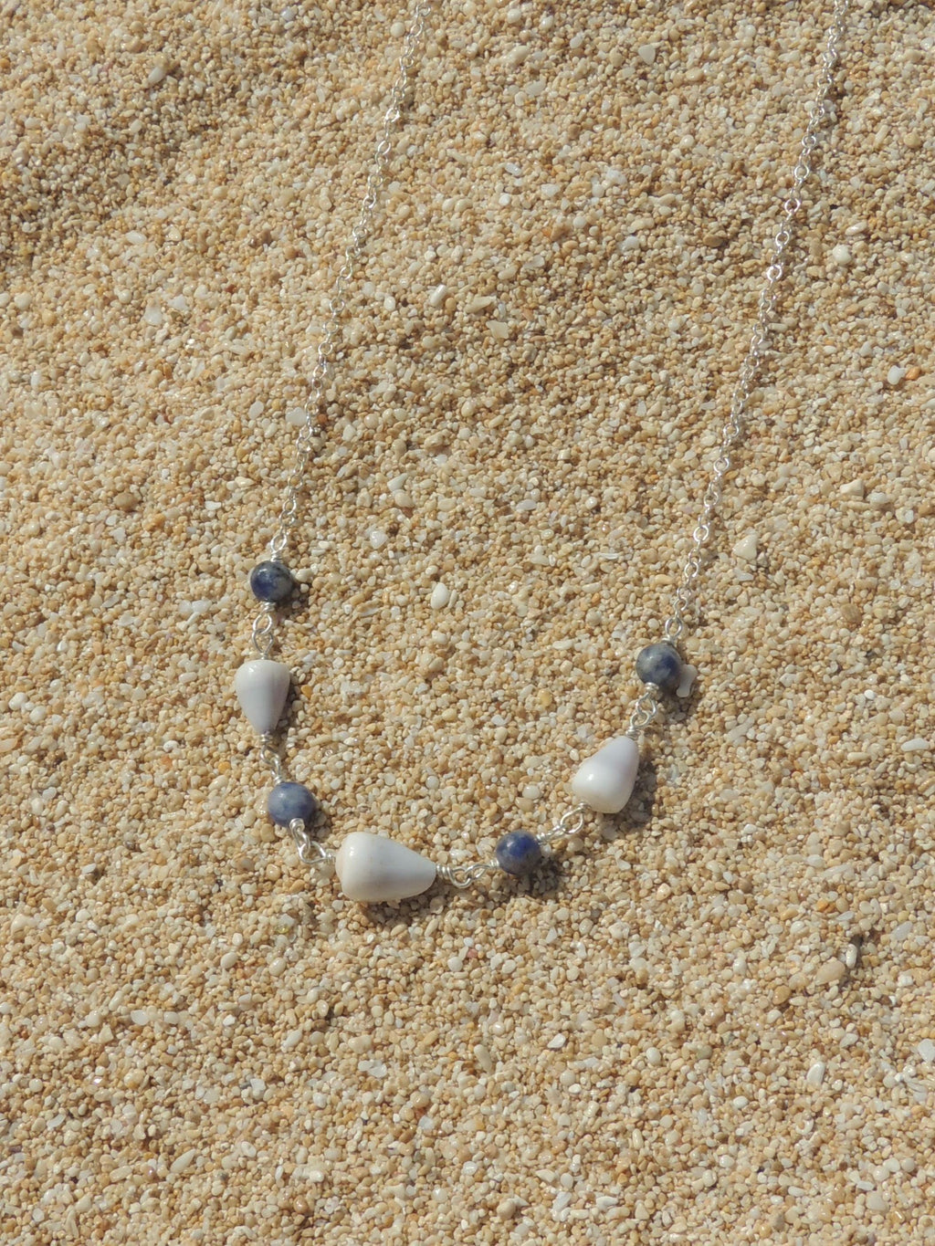 Cone Shell Choker / Blue Beads