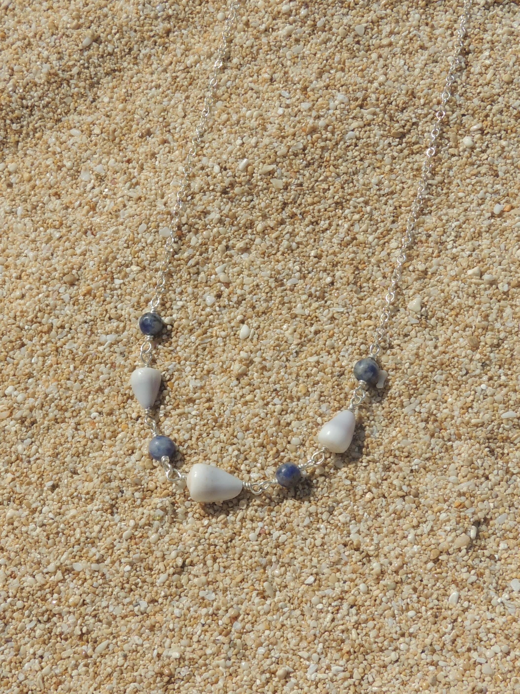 Cone Shell Choker / Blue Beads