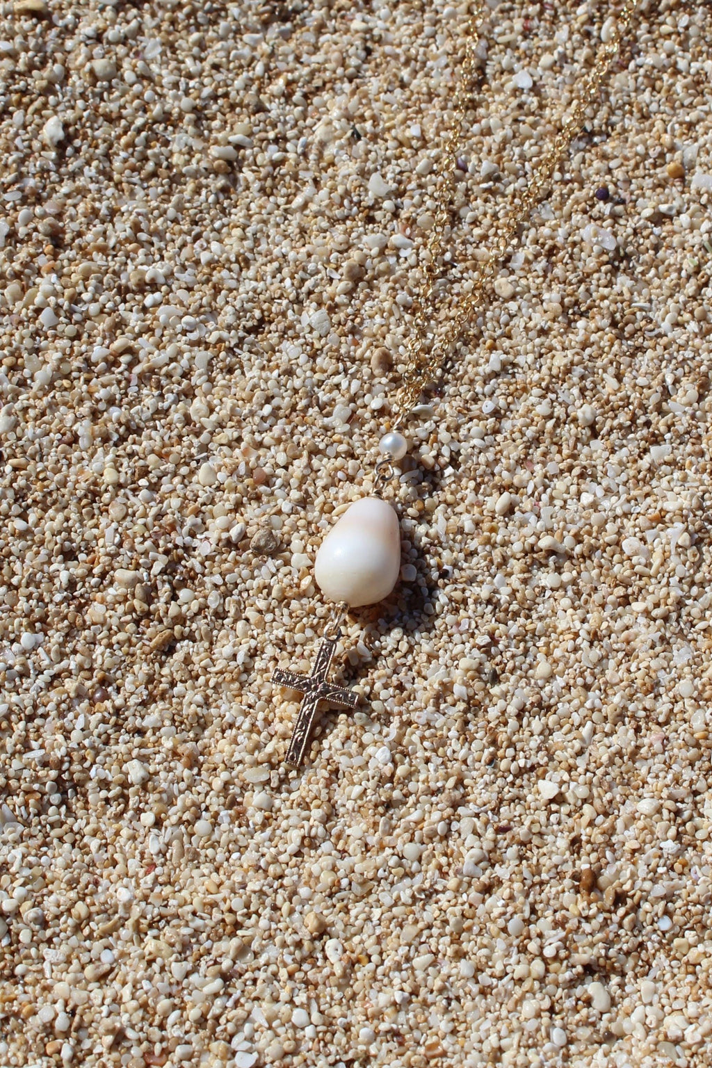 Cone Shell / Cross Charm Necklace