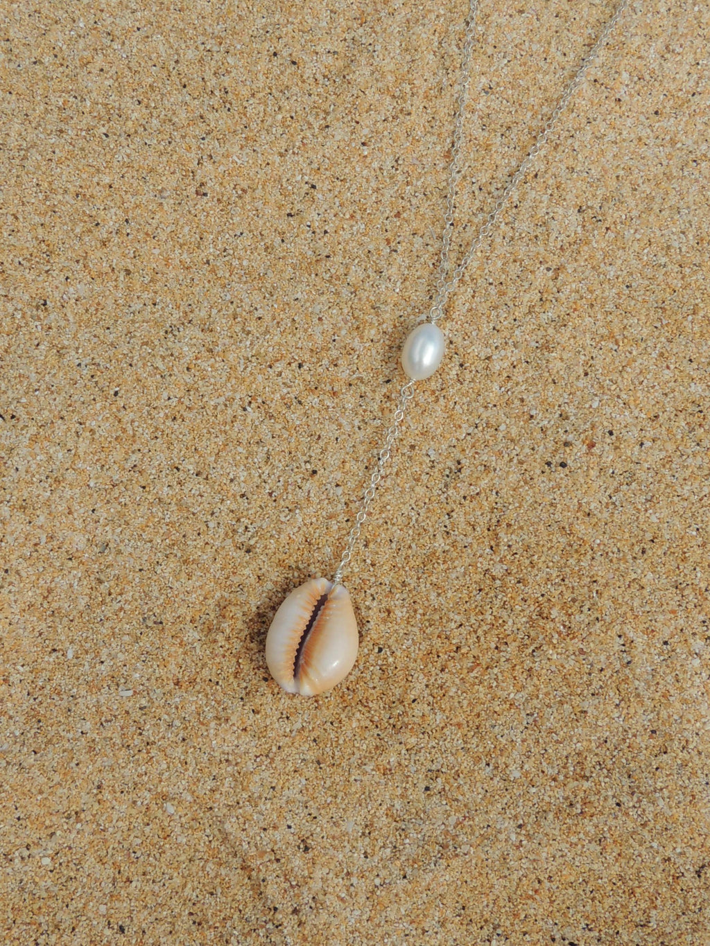 Honey Cowrie Shell Lariat Necklace