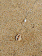 Honey Cowrie Shell Lariat Necklace