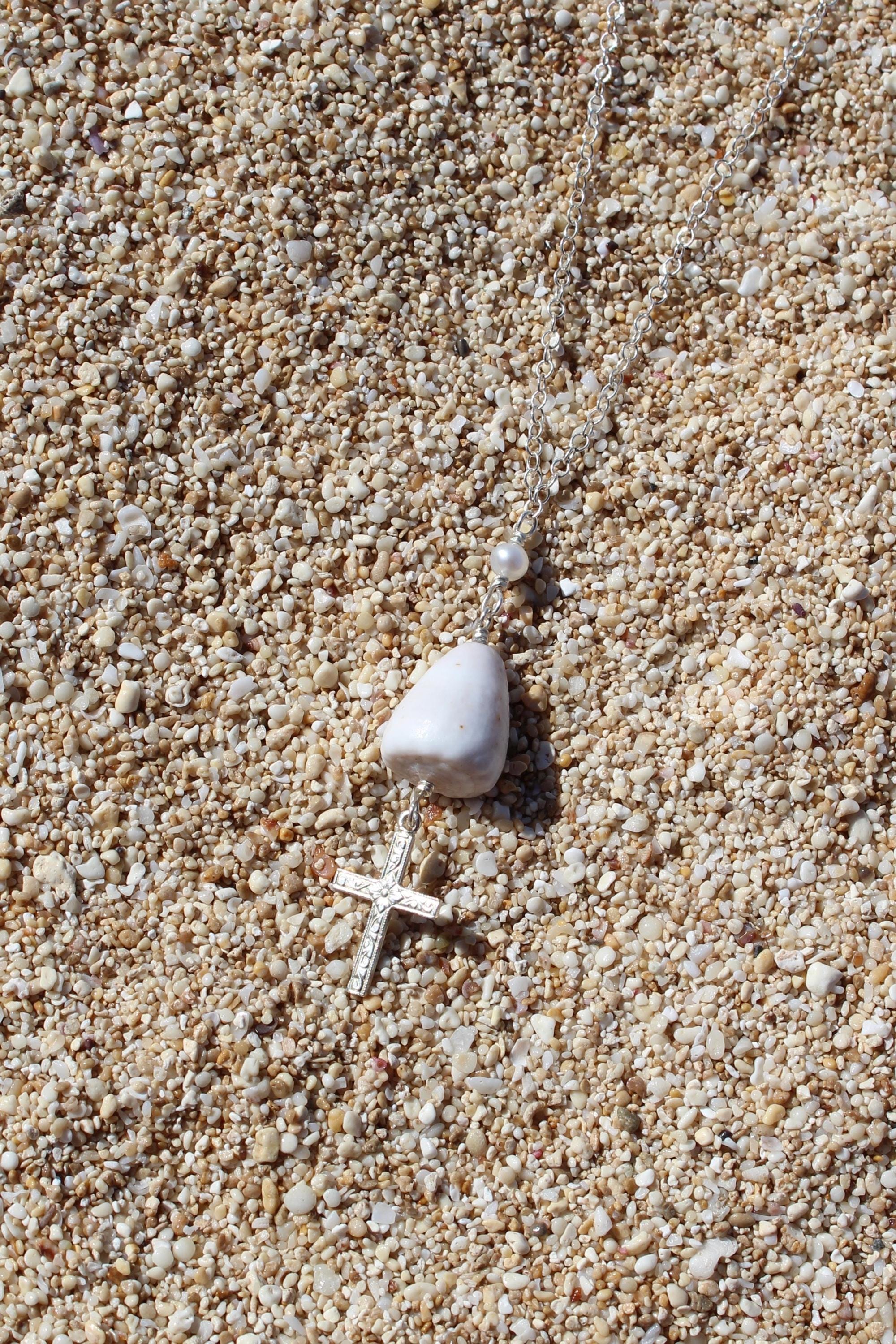 Cone Shell / Cross Charm Necklace