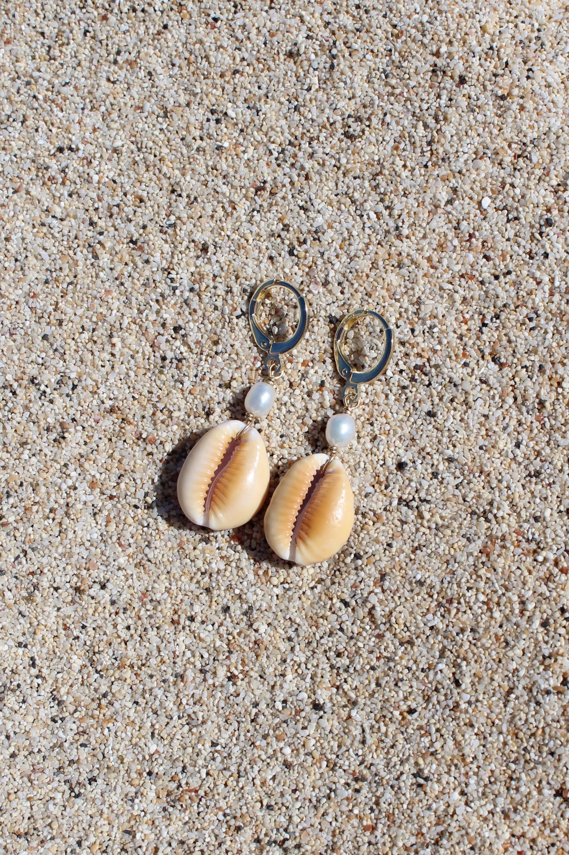 Honey Cowrie Shell Huggies