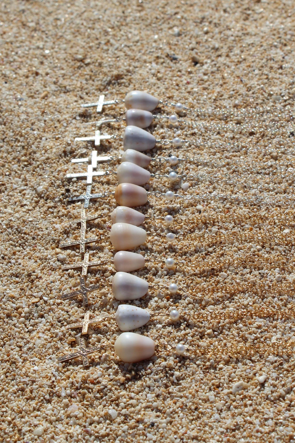 Cone Shell / Cross Charm Necklace