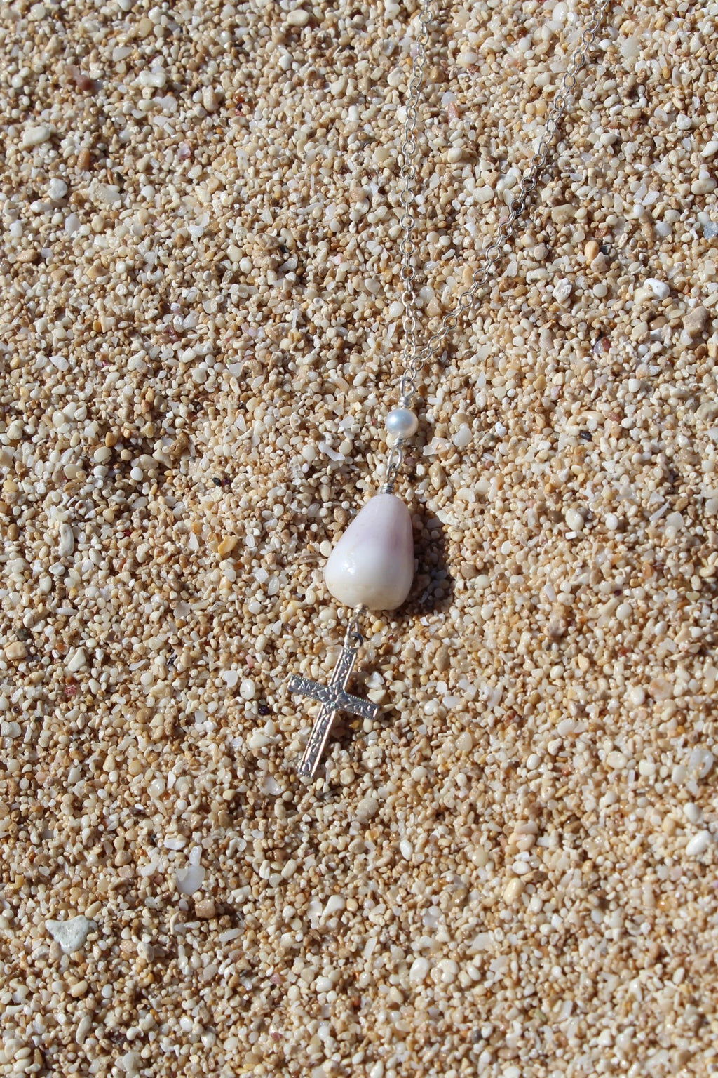 Cone Shell / Cross Charm Necklace