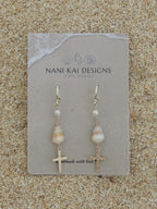 Cone Shell / Cross Charm Huggies