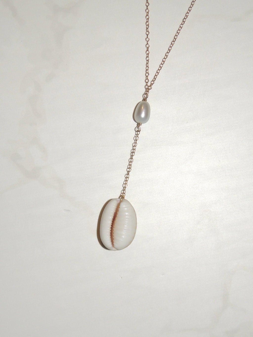 Granulated Cowrie Shell Lariat Necklace