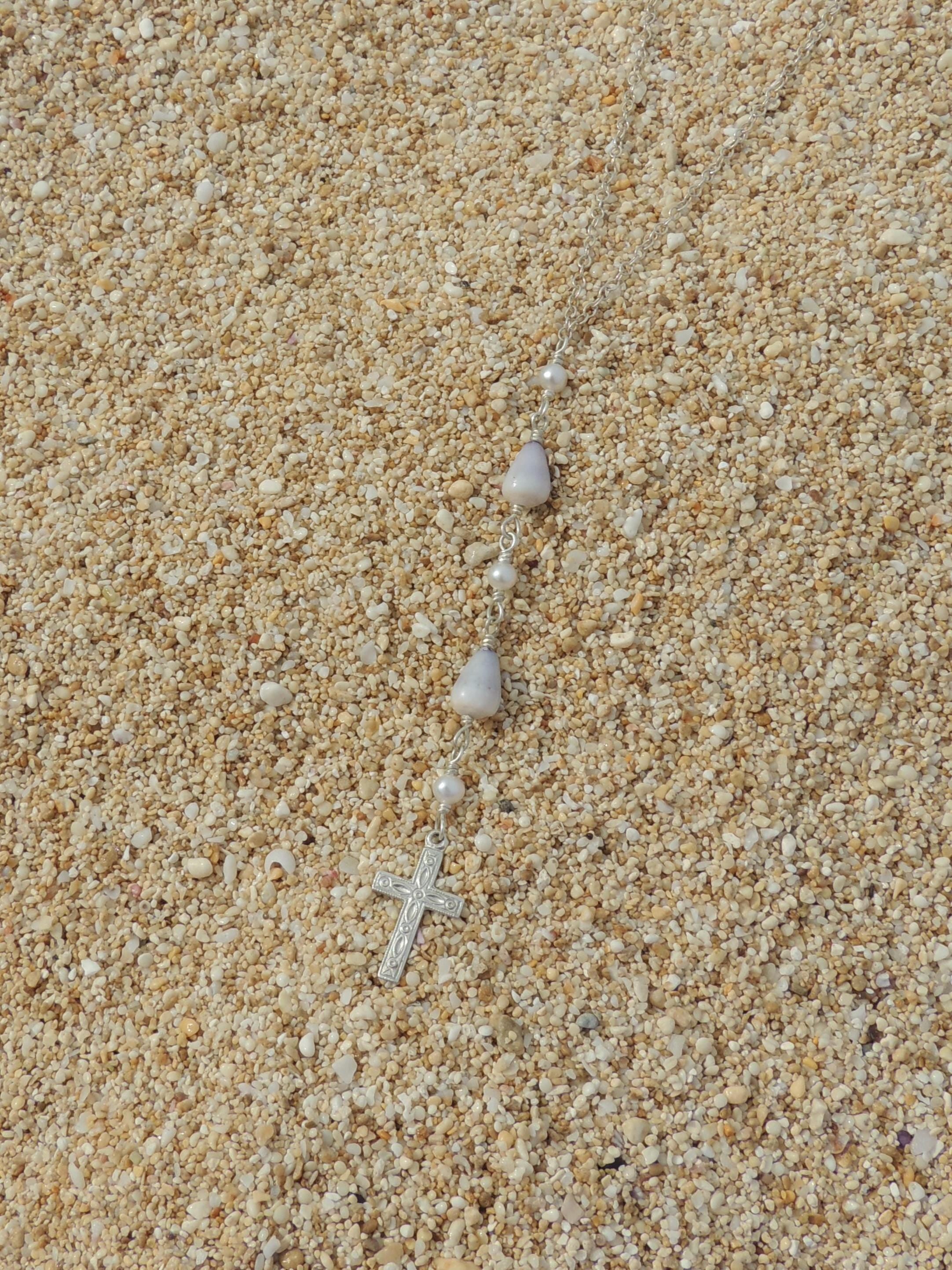 Cone Shell / Cross Charm Necklace