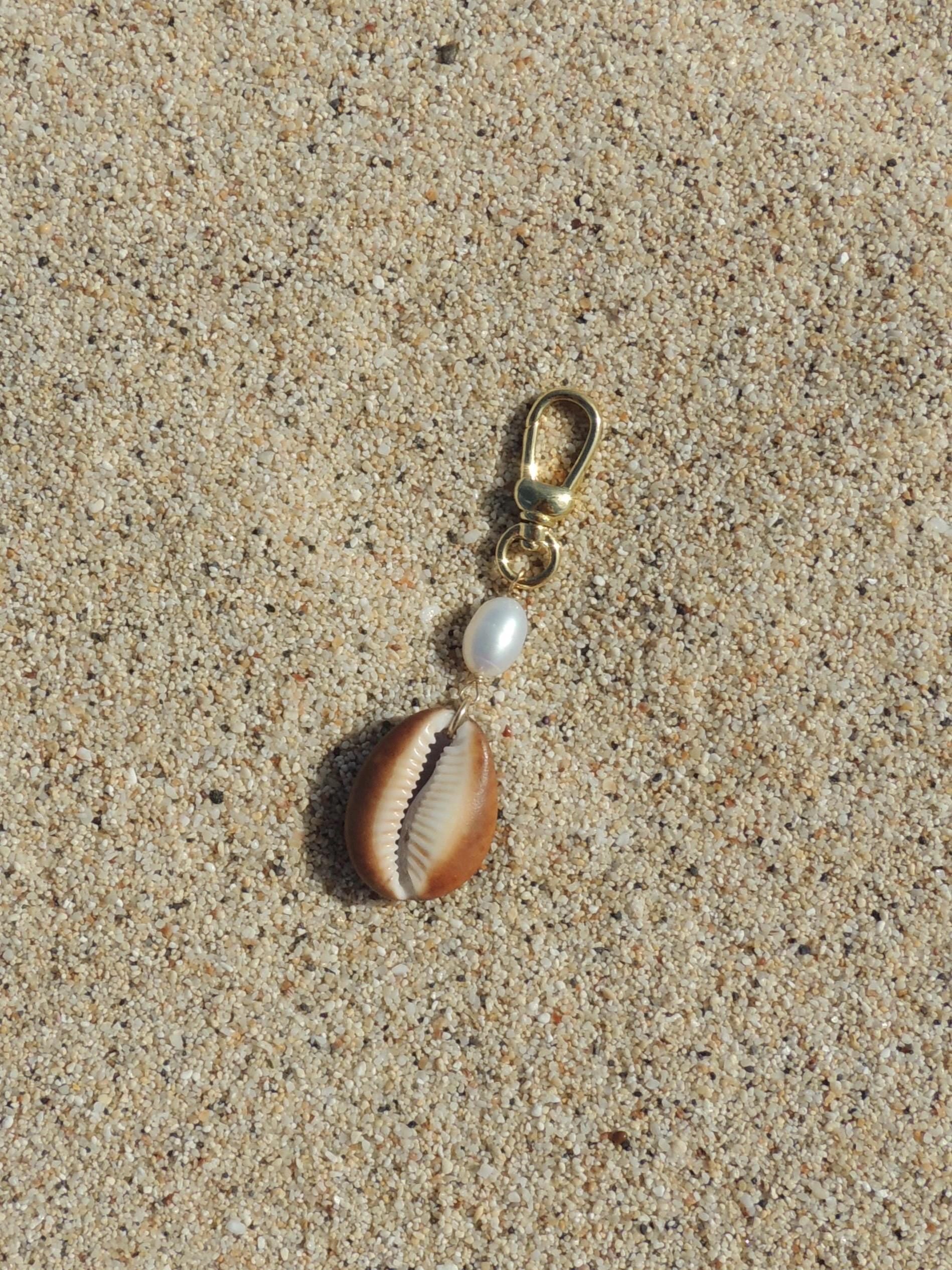 Brown Cowrie Shell Keychain