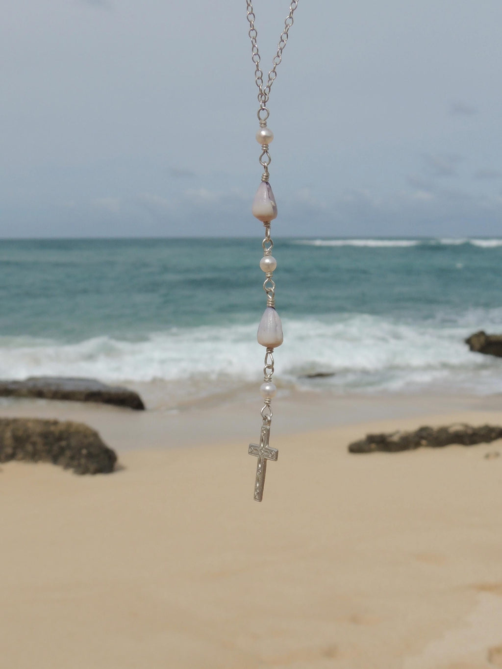 Cone Shell / Cross Charm Necklace
