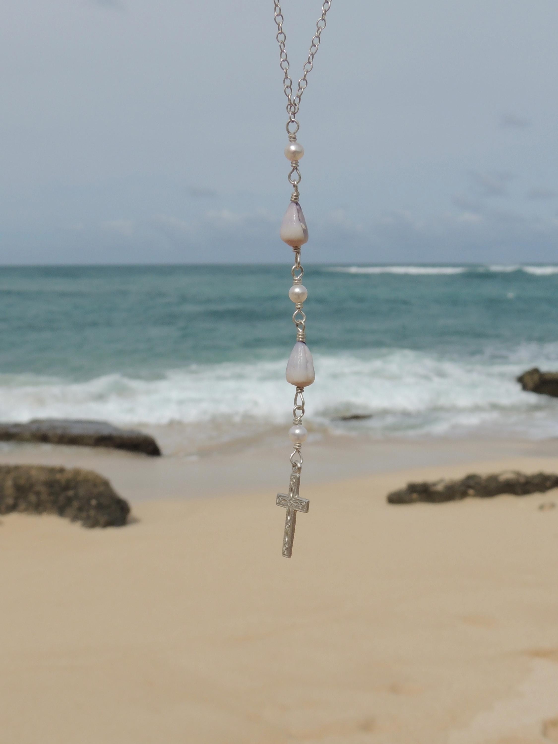 Cone Shell / Cross Charm Necklace