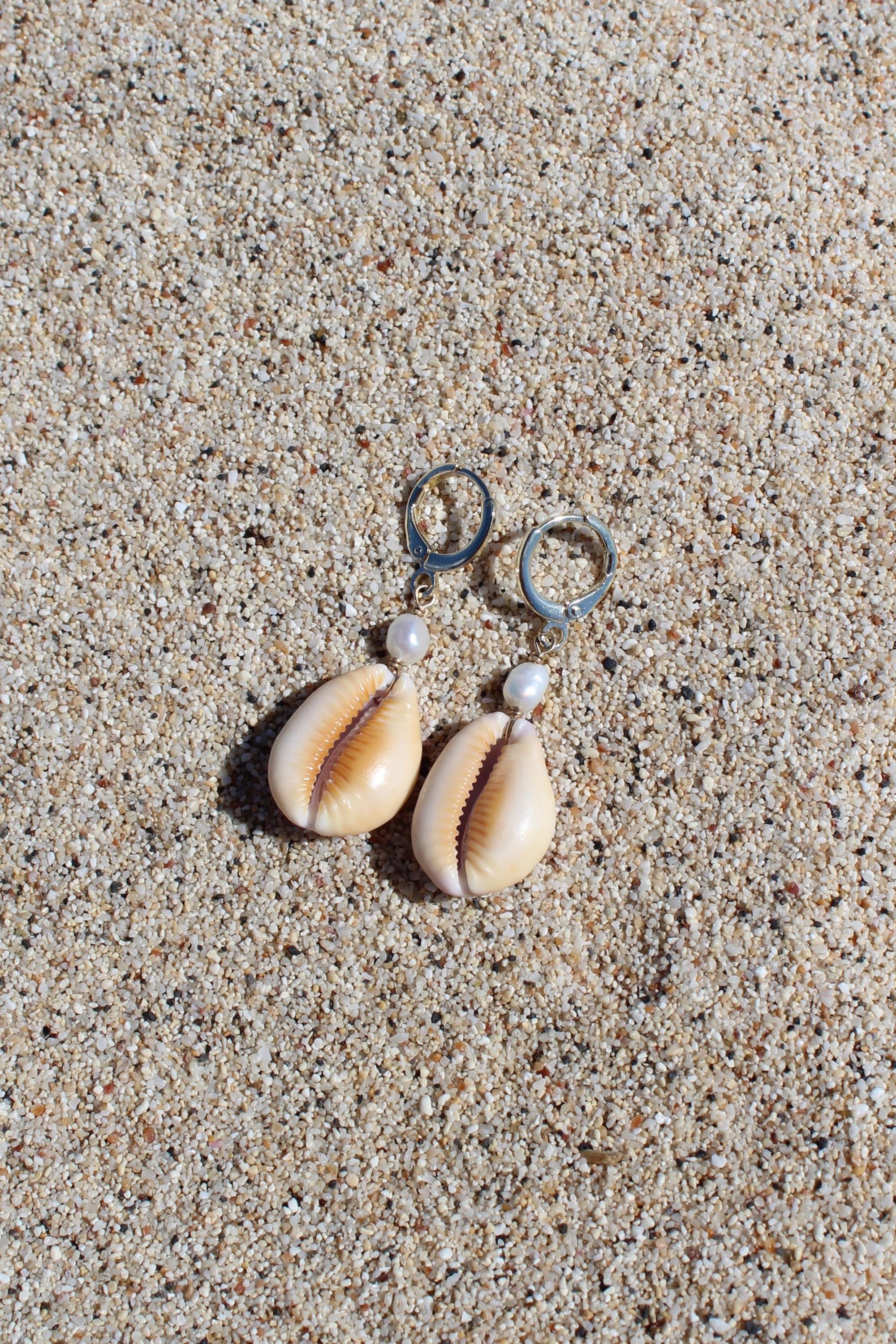 Honey Cowrie Shell Huggies