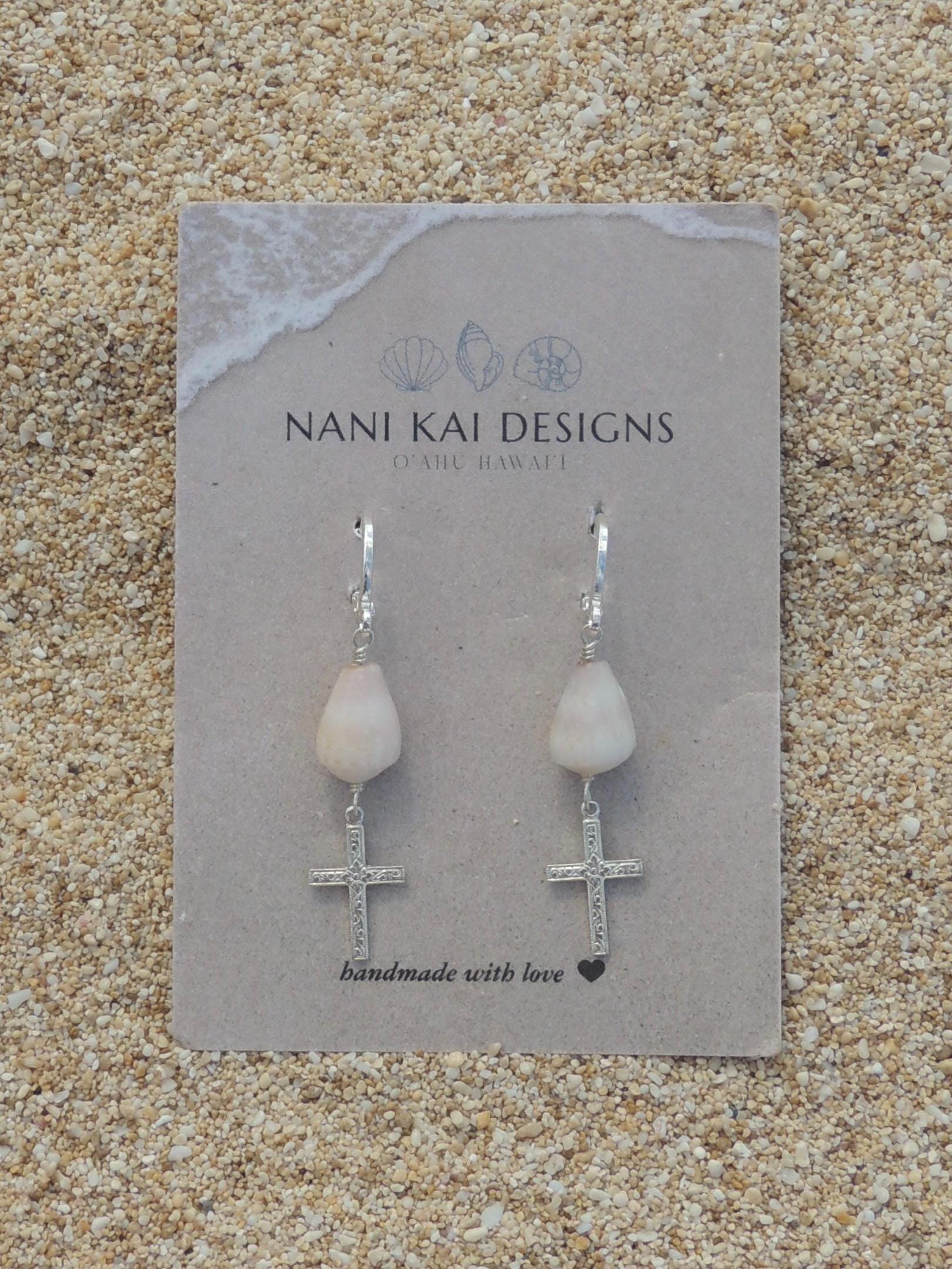 Cone Shell / Cross Charm Huggies