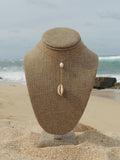 Brown Cowrie Shell Lariat Necklace